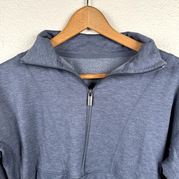 Freely Sweatshirt Sz XS Blue Fleece 1/4 Zip Pullover Funnel Neck Pocket Athletic - Picture 2 of 7